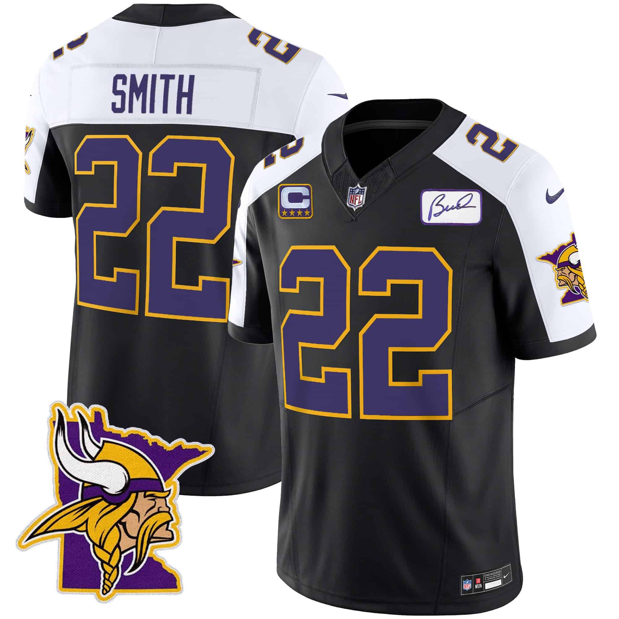 Men Minnesota Vikings 22 Smith Black 2024 Nike Patch Classic Limited NFL Jersey